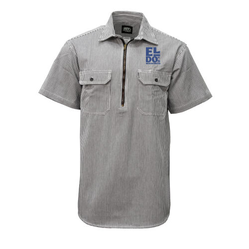 Hickory Stripe Short Sleeve Zip Front Logger Shirt (WD) Thumbnail